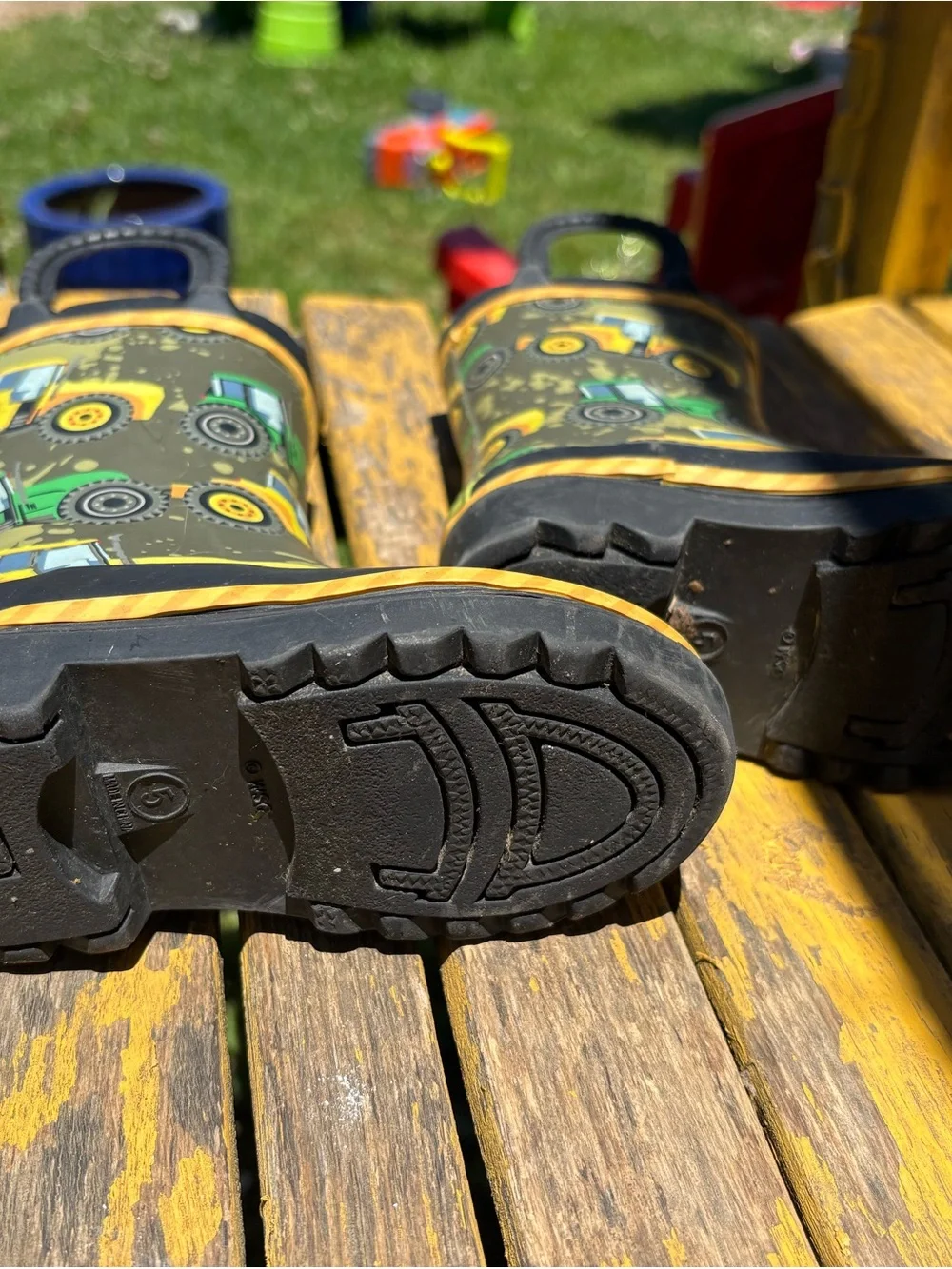 Western Chief Kids' Green & Yellow Tractor Rain Boots